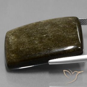 Obsidian Gemstone in 30 x 22 mm (calibrated) Size for Sale, Obsidian Stone in Black with Gold Sheen Color