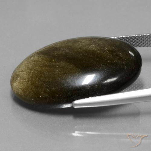 Obsidian Gemstone in 29.1 x 19.8 mm Size for Sale, Obsidian Stone in Brown Black Color