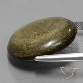 Obsidian Gemstone in 25.7 mm Size for Sale, Obsidian Stone in Black with Gold Sheen Color