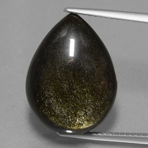 11.68 ct Gold Obsidian Gemstone, Obsidian Gem in Pear Cabochon Shape for Sale.