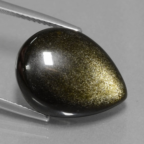 11.68 ct Gold Obsidian Stone, Natural Obsidian in Pear Cabochon Shape for Sale