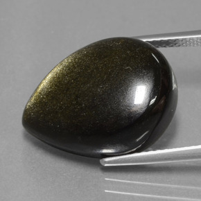 Obsidian Gemstone in 18.2 x 13.9 mm Size for Sale, Obsidian Stone in Gold Sheen Color