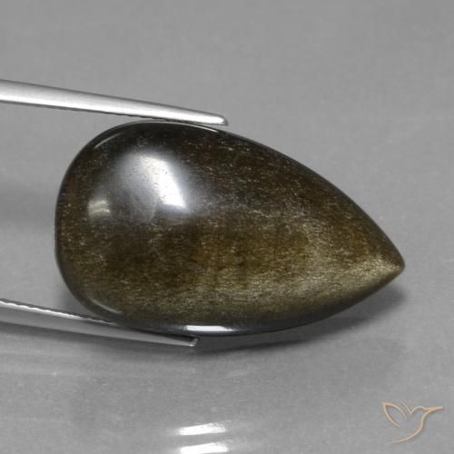 15.20 ct Black Obsidian Stone, Natural Obsidian in Pear Cabochon Shape for Sale