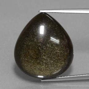 14.33 ct Black Obsidian Gemstone, Obsidian Gem in Pear Cabochon Shape for Sale.