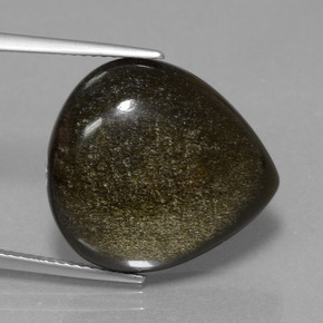 14.33 ct Black Obsidian Stone, Natural Obsidian in Pear Cabochon Shape for Sale