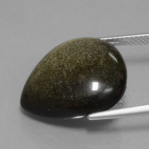 Obsidian Gemstone in 19.6 x 17.9 mm Size for Sale, Obsidian Stone in Black Gold Sheen Color