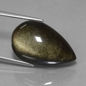 13.69 ct Black Obsidian Stone, Natural Obsidian in Pear Cabochon Shape for Sale