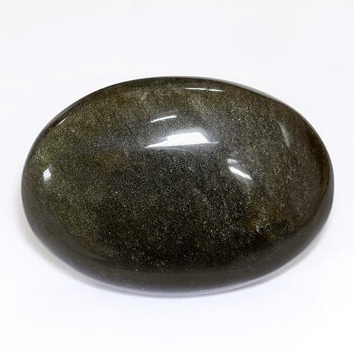 Obsidian Gemstone in 28.7 x 20.2 mm Size for Sale, Obsidian Stone in Black with Gold Sheen Color