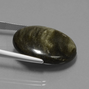 Obsidian Gemstone in 27.4 x 22 mm Size for Sale, Obsidian Stone in Light Blackish Brown Color
