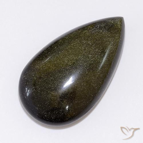26.64 ct Pear Obsidian, 30.9 x 17.7 mm From Mexico, Photo A