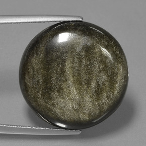 20.62 ct Black Obsidian Gemstone, Obsidian Gem in Round Cabochon Shape for Sale.