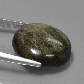 Obsidian Gemstone in 20.8 mm Size for Sale, Obsidian Stone in Black Gold Sheen Color