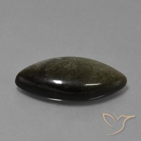 17.08 ct Black Obsidian Stone, Natural Obsidian in Marquise Cabochon Shape for Sale