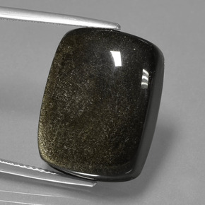 22.6ct Cushion Cabochon Black Gold Sheen Obsidian Gem for sale 22.6ct Cushion Cabochon Black Gold Sheen Obsidian Gem (ID: 435087)