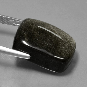 Obsidian Gemstone in 20.5 x 15.5 mm Size for Sale, Obsidian Stone in Black with Gold Sheen Color