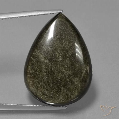 25.69 ct Pear Obsidian, 26.2 x 19.3 mm From Mexico, Photo A