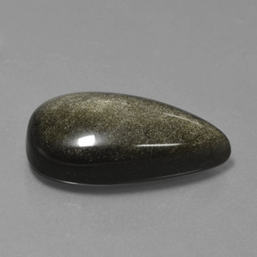 24.14 ct Black Obsidian Stone, Natural Obsidian in Pear Cabochon Shape for Sale