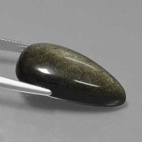 Obsidian Gemstone in 27.9 x 15.5 mm Size for Sale, Obsidian Stone in Black Gold Sheen Color