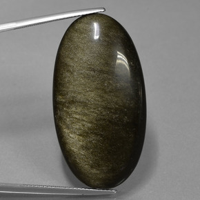 39.81 ct Golden Obsidian Gemstone, Obsidian Gem in Oval Cabochon Shape for Sale.