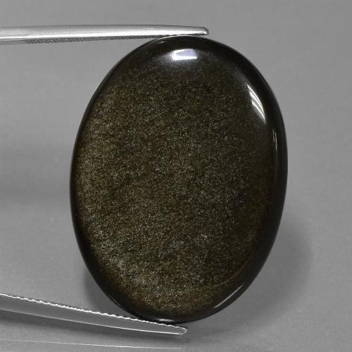 Schwarz Obsidian Edelstein - 39.9ct Oval Cabochon (ID: 435205)