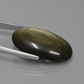 Obsidian Gemstone in 28.3 x 17.3 mm Size for Sale, Obsidian Stone in Gold Sheen Color