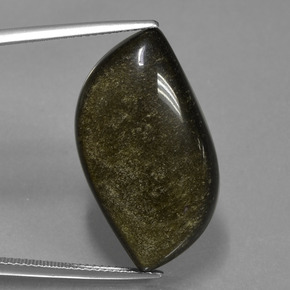 25.29 ct Black Obsidian Gemstone, Obsidian Gem in Fancy Cabochon Shape for Sale.