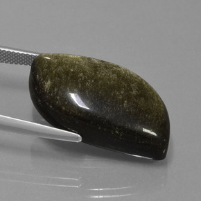 Obsidian Gemstone in 28.8 x 15.5 mm Size for Sale, Obsidian Stone in Black Gold Sheen Color