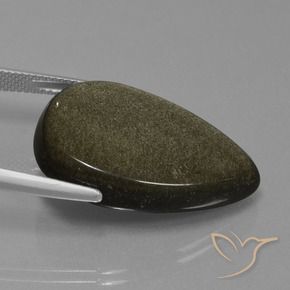 Obsidian Gemstone in 27.8 x 19 mm Size for Sale, Obsidian Stone in Black with Bronze Color