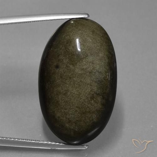 31.05 ct Oval Obsidian, 27.5 x 17.3 mm From Mexico, Photo A