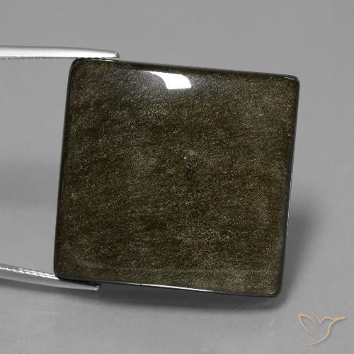 54.37ct Natural Black with Bronze Obsidian, Square, Opaque