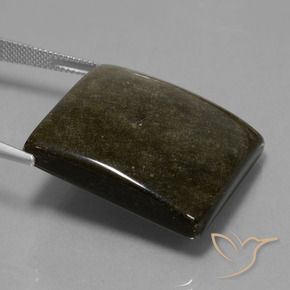 Obsidian Gemstone in 28.4 x 27.5 mm Size for Sale, Obsidian Stone in Black with Bronze Color