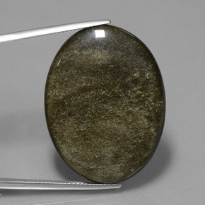 Black with Bronze Обсидиан Камень - 28.7ct Овал Кабошон (ID: 447759)