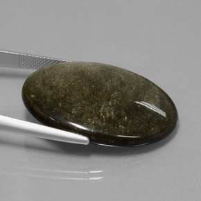 Obsidian Gemstone in 32.9 x 25 mm Size for Sale, Obsidian Stone in Black with Bronze Color