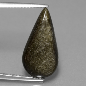 5.09 ct Gold Obsidian Gemstone, Obsidian Gem in Pear Cabochon Shape for Sale.