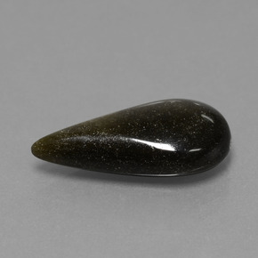 5.09 ct Gold Obsidian Stone, Natural Obsidian in Pear Cabochon Shape for Sale