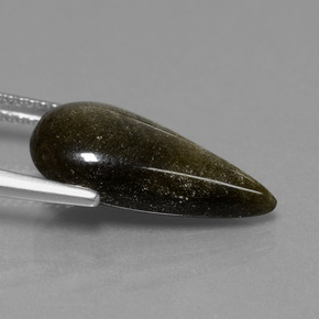 Obsidian Gemstone in 19 x 9.9 mm Size for Sale, Obsidian Stone in Gold Sheen Color