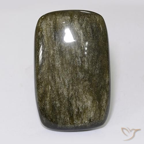 Obsidiana Dorado Cabujón forma Cojín de 36,1 x 23mm de México, peso de 40.92 ct, piedra preciosa natural No tratado en claridad Opaco, Obsidiana de 1 pieza - Color: Negro con brillo dorado, dureza Mohs de 5 - 5.5, Photo A