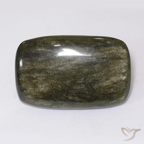 40.92 ct Golden Obsidian Stone, Natural Obsidian in Cushion Cabochon Shape for Sale