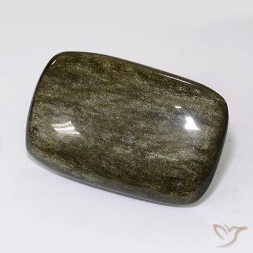 Obsidian Gemstone in 36.1 x 23 mm Size for Sale, Obsidian Stone in Black with Gold Sheen Color