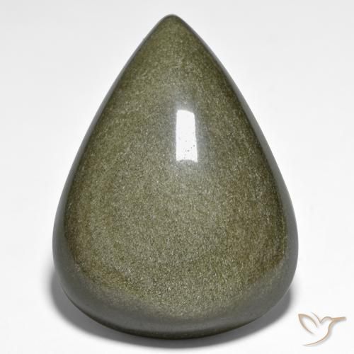 59.31ct Natural Black with Gold Sheen Obsidian, Pear Shape, Opaque