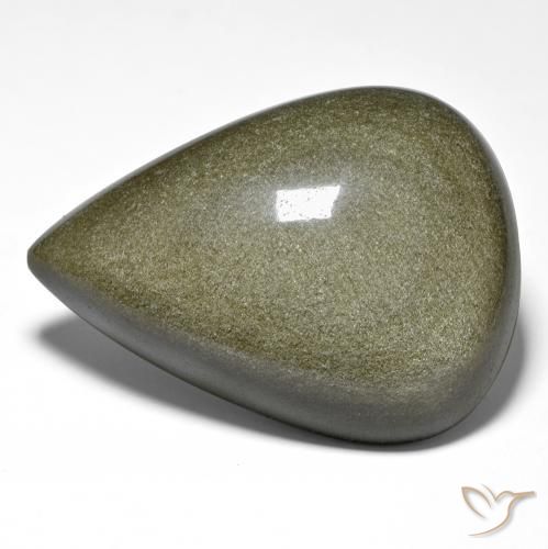 59.31 ct Golden Obsidian Stone, Natural Obsidian in Pear Cabochon Shape for Sale