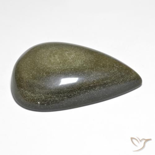 Obsidian Gemstone in 37.9 x 28.1 mm Size for Sale, Obsidian Stone in Black with Gold Sheen Color