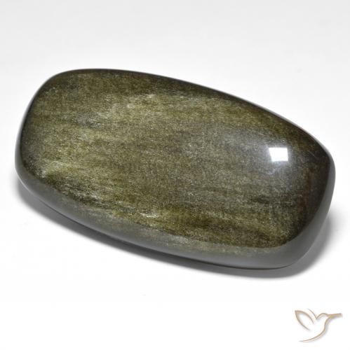 57.10 ct Golden Obsidian Stone, Natural Obsidian in Cushion Cabochon Shape for Sale