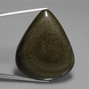 62.15 ct Black Obsidian Gemstone, Obsidian Gem in Pear Cabochon Shape for Sale.