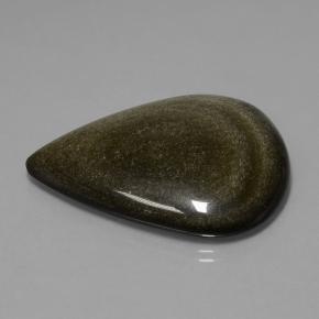 62.15 ct Black Obsidian Stone, Natural Obsidian in Pear Cabochon Shape for Sale