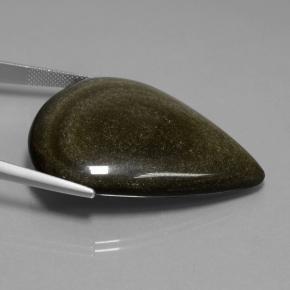 Obsidian Gemstone in 40.9 x 33.8 mm Size for Sale, Obsidian Stone in Gold Sheen Black Color