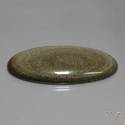 123.42 ct Golden Obsidian Stone, Natural Obsidian in Oval Cabochon Shape for Sale