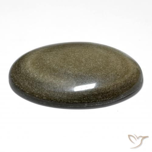 Obsidian Gemstone in 43.1 x 31 mm Size for Sale, Obsidian Stone in Black with Gold Sheen Color