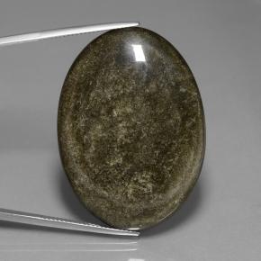 57.3ct Oval Cabochon Gold Sheen Black Obsidian Gem for sale 57.3ct Oval Cabochon Gold Sheen Black Obsidian Gem (ID: 447907)