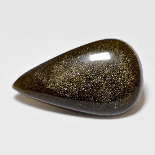 9.27 ct Black Obsidian Gemstone, Obsidian Gem in Pear Cabochon Shape for Sale.